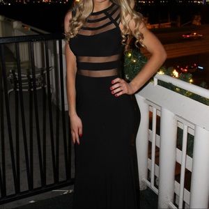 Black Mesh Long Dress